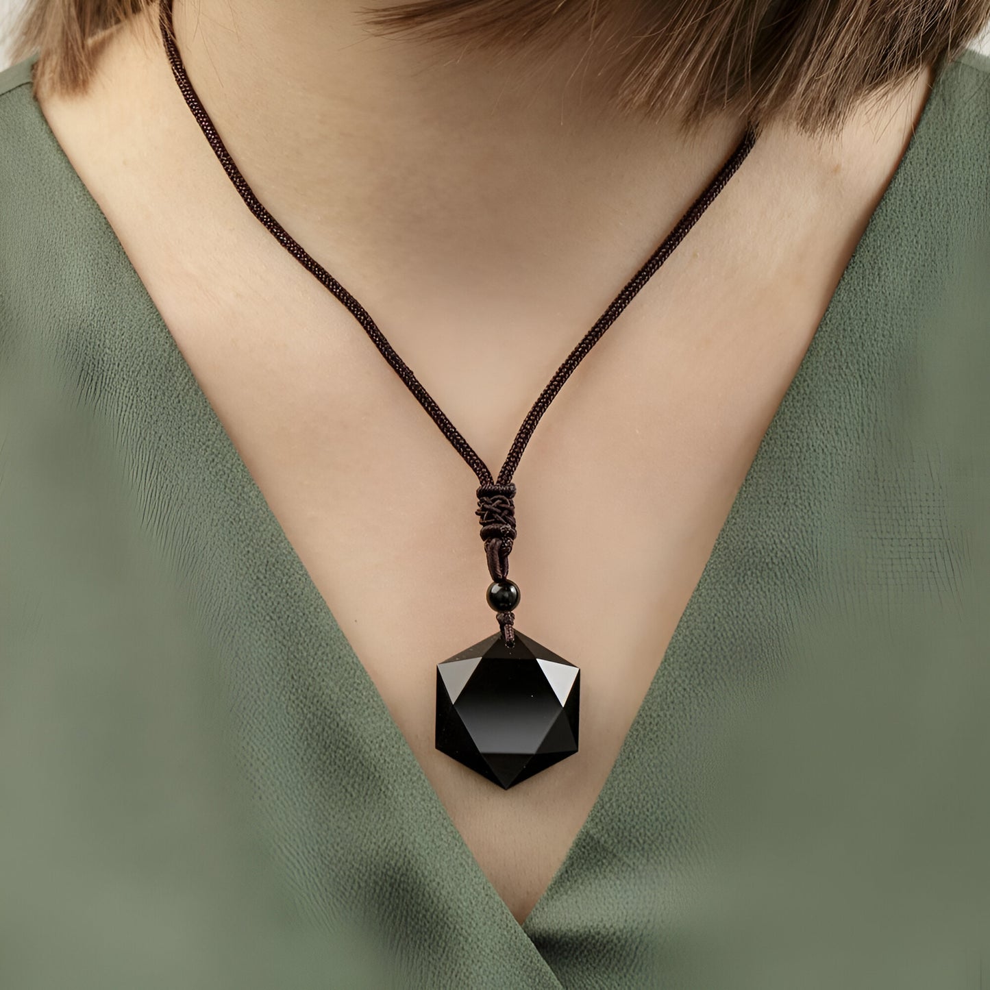 Schutzanhänger “Stern“ aus Schwarzem Obsidian