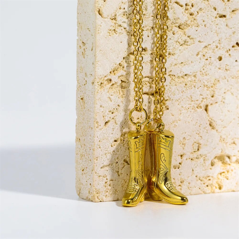 Rustikale Cowgirl‑Stiefel Kettenanhänger