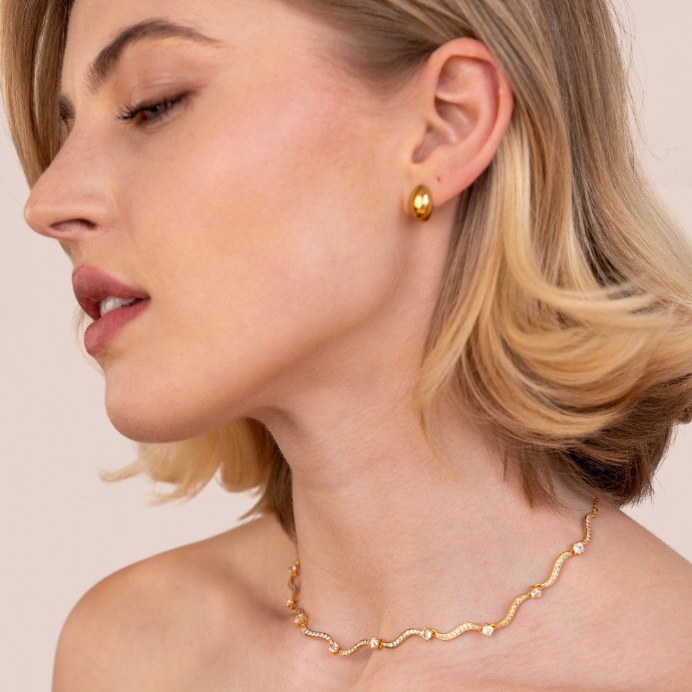 Wellen‑Kristall‑Halskette ‚Freya