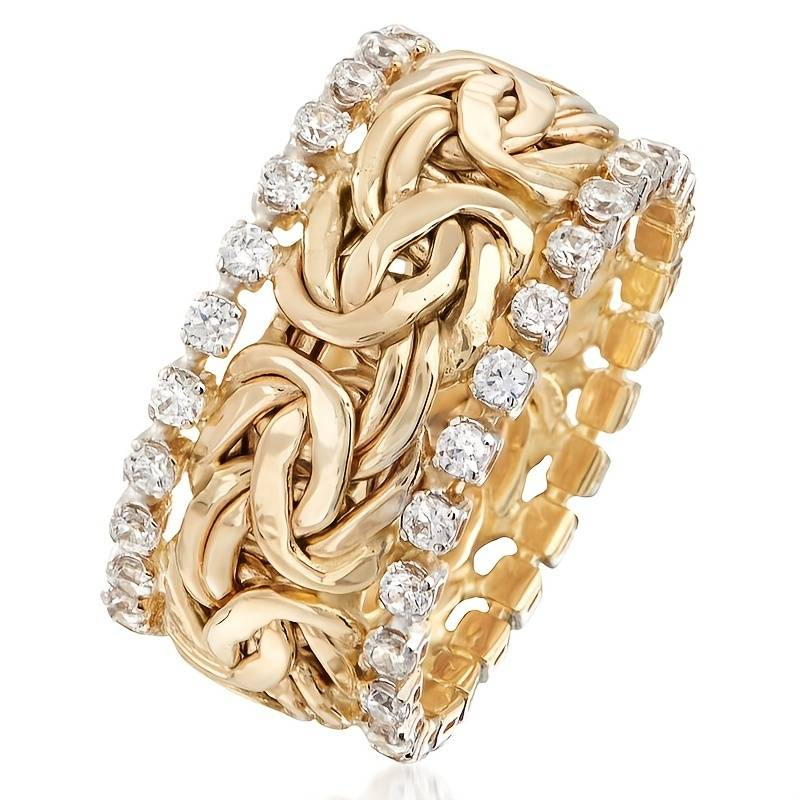 Vintage Gold Geflochtene Zirkonia-Ring