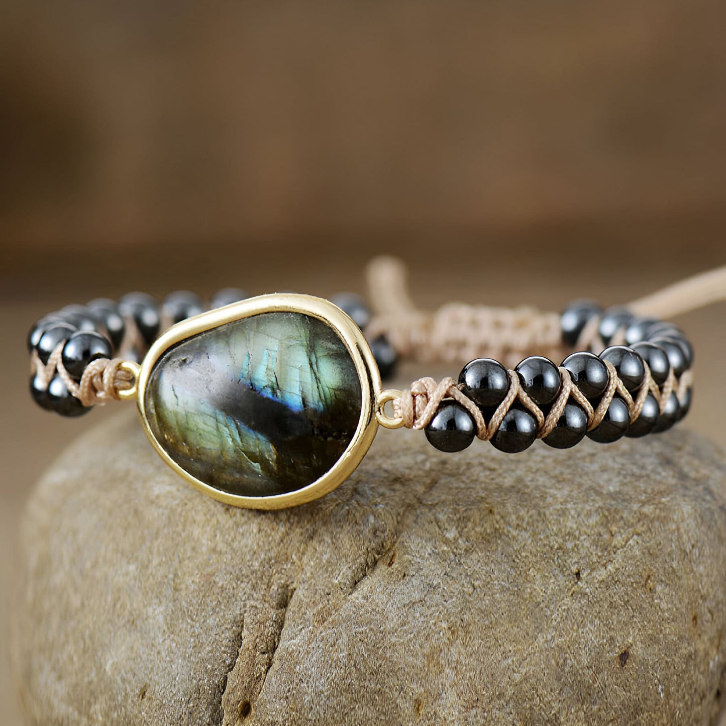 Energiearmband “Oeil Céleste“ mit Labradorit & Hämatit