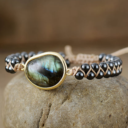 Energiearmband “Oeil Céleste“ mit Labradorit & Hämatit