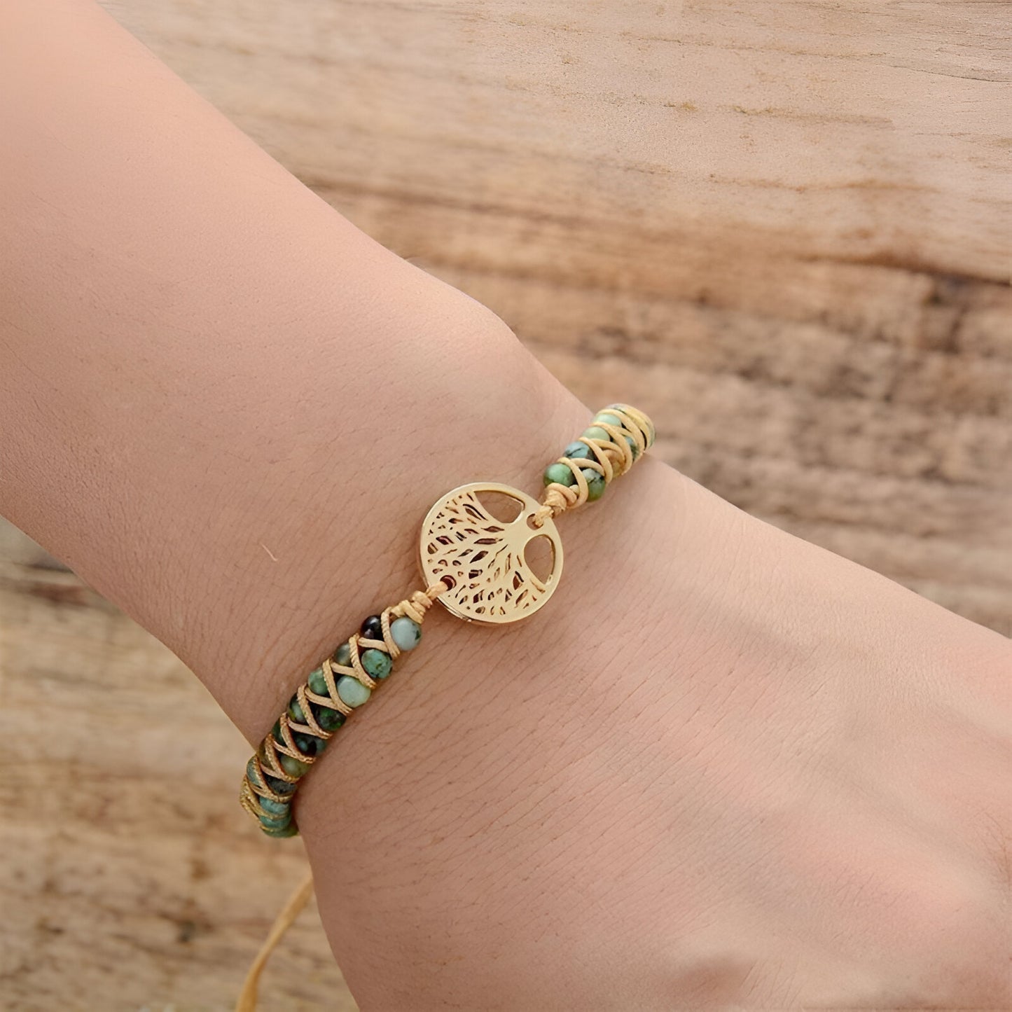 Armband “Ewiges Leben“ mit Afrikanischem Türkis und Lebensbaum