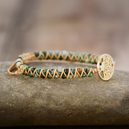 Armband “Ewiges Leben“ mit Afrikanischem Türkis und Lebensbaum