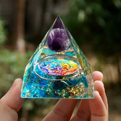 Orgonit “Fülle & Schutz“ mit Amethyst & Blauquarz