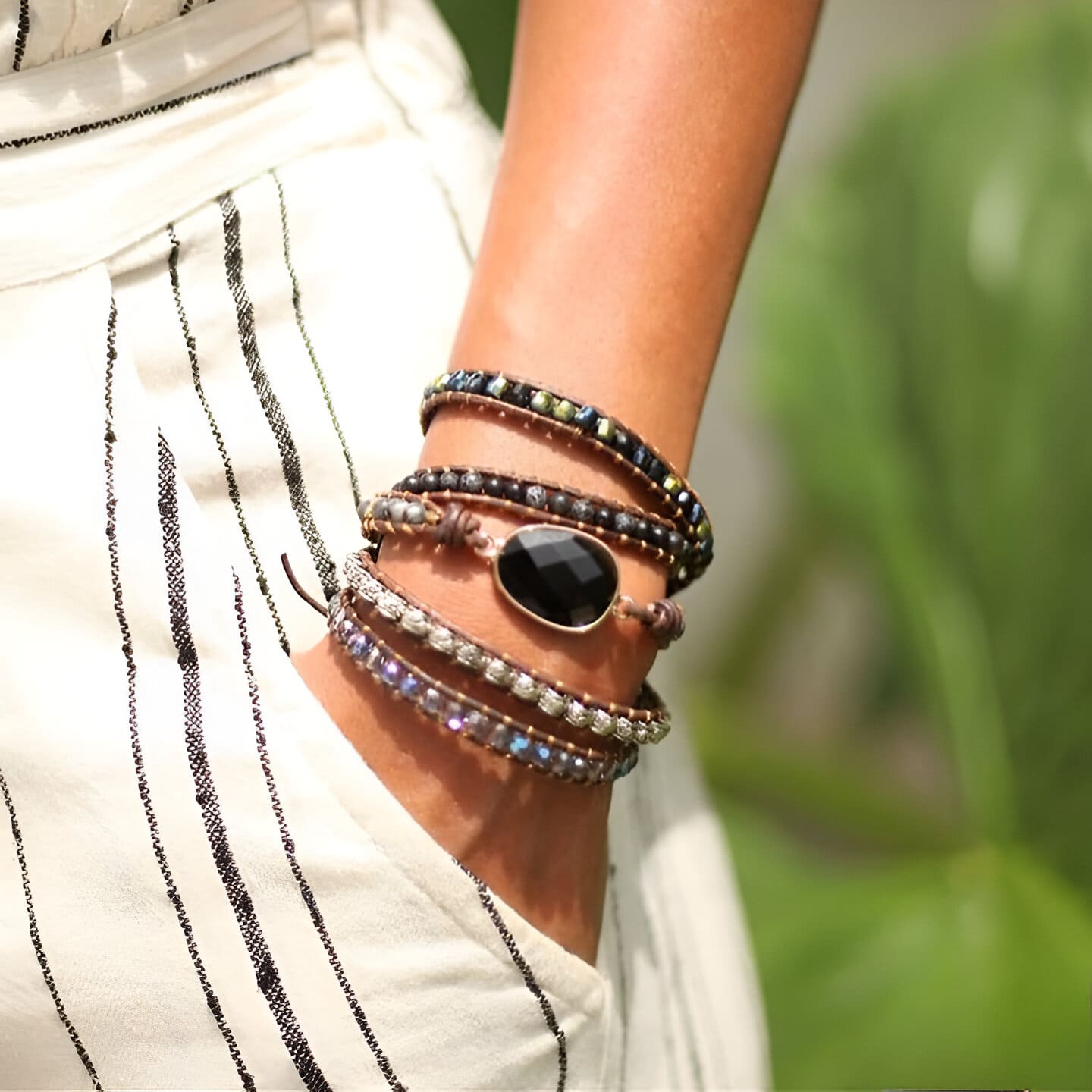 Wickelarmband “Erdung & Stabilität“ aus Onyx