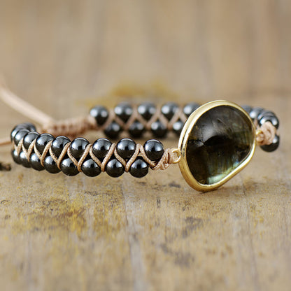 Energiearmband “Oeil Céleste“ mit Labradorit & Hämatit