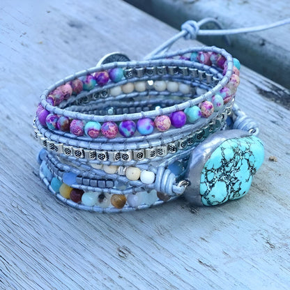 Wickelarmband “Heiliger Schutz“ mit Türkis