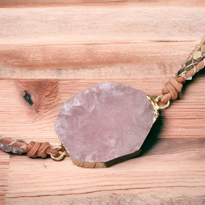 Wickelarmband “Herzheilung und Selbstliebe“ aus Rosenquarz