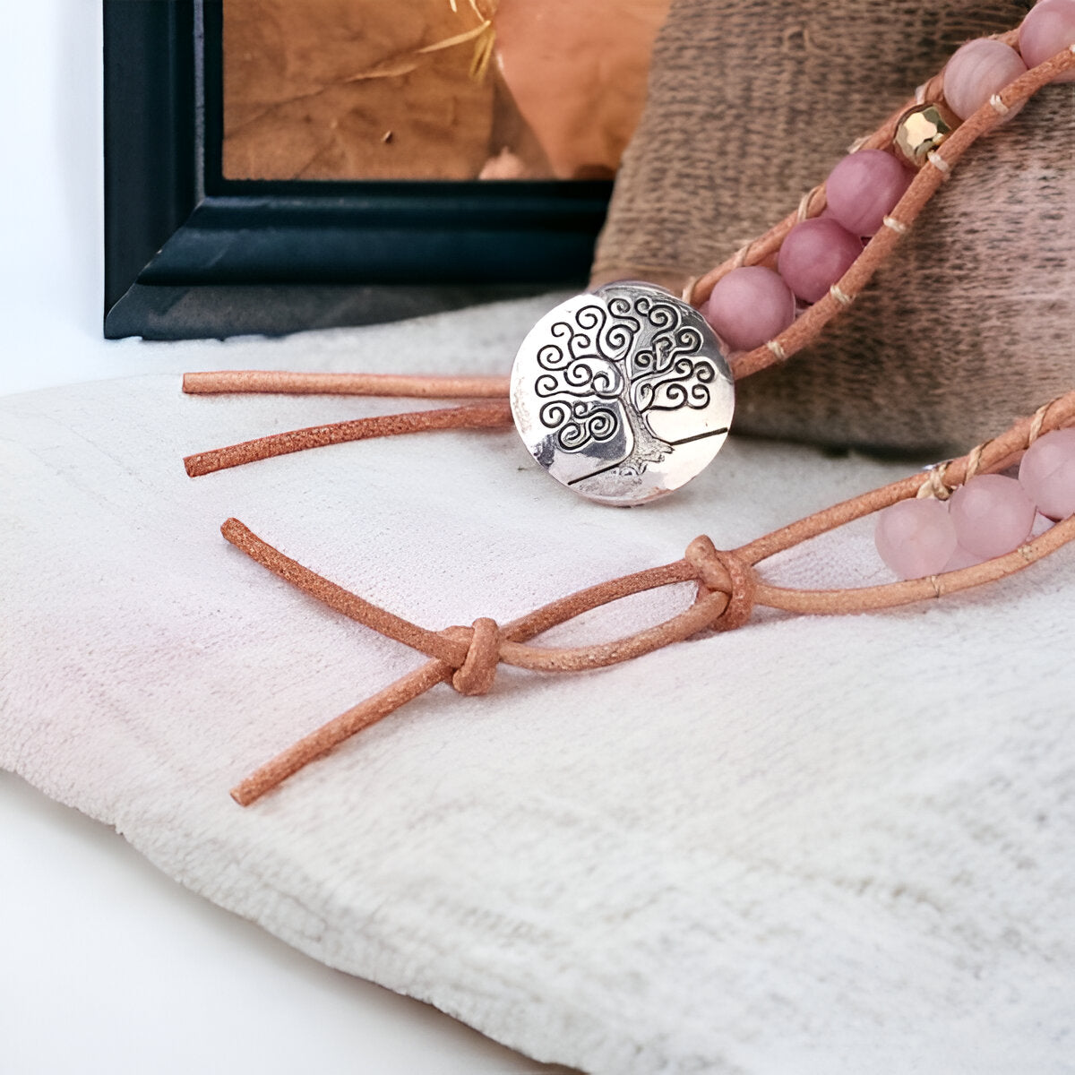 Wickelarmband “Herzheilung und Selbstliebe“ aus Rosenquarz