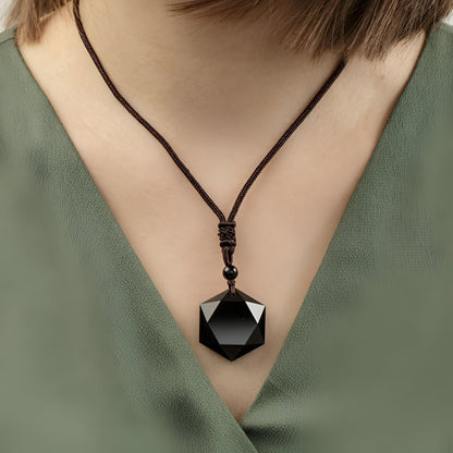 Schutzanhänger “Stern“ aus Schwarzem Obsidian