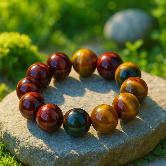 Dreifach-Auge - Armband aus Tigerauge, Stierauge und Falkenauge