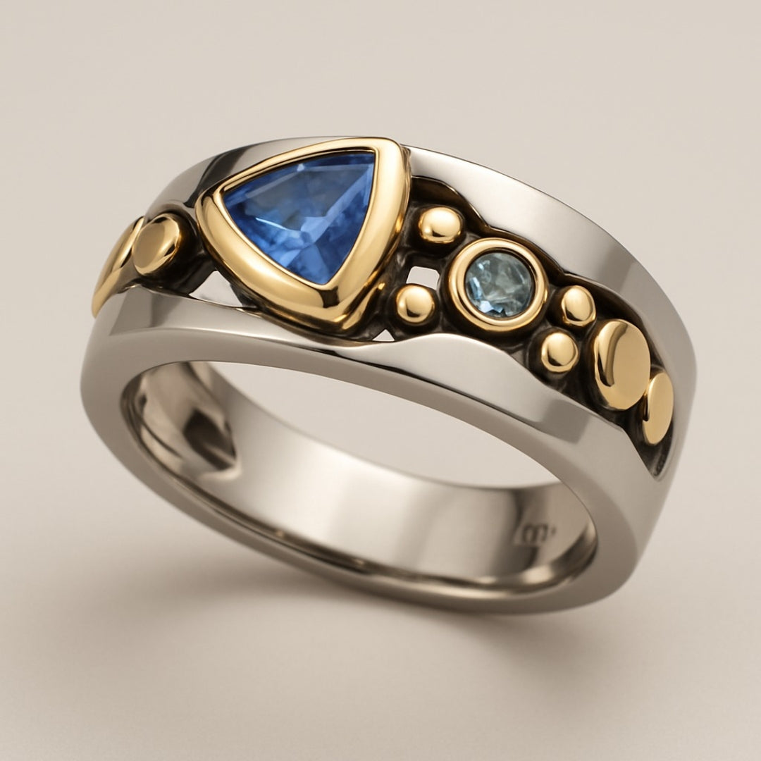 Vintage-Ring mit blauem Kristall