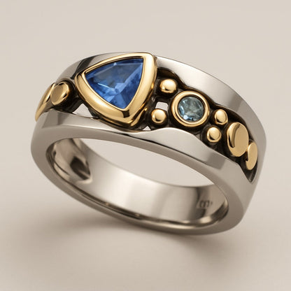 Vintage-Ring mit blauem Kristall