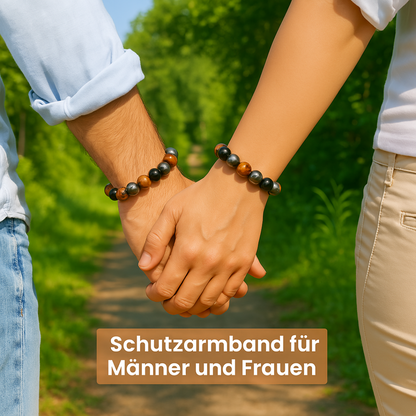 Armband "3-facher Schutz“ mit Tigerauge, Hämatit und Schwarzer Obsidian