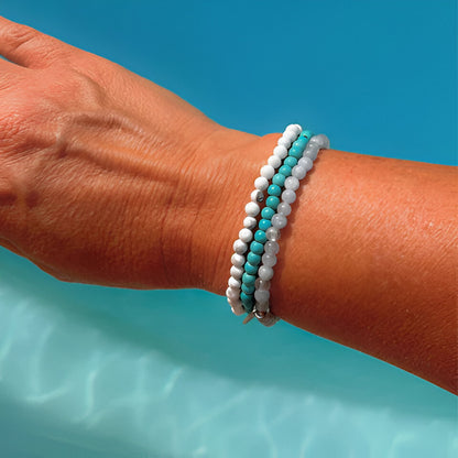 Energiearmband-Set “Ozeanisches Wohlbefinden“ – Türkis, Howlith und Aquamarin
