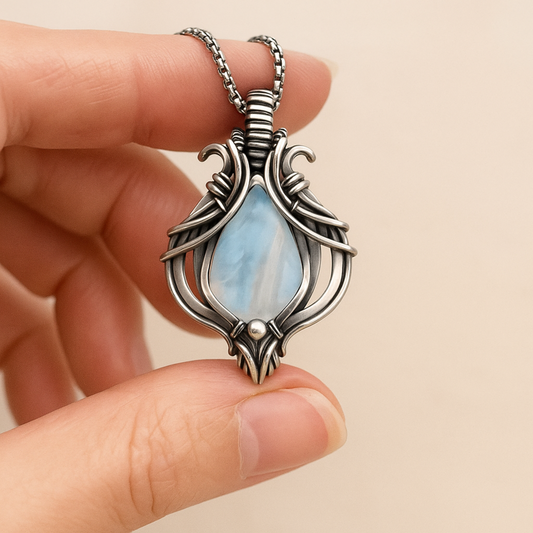 Halskette Vintage Blau aus Silber