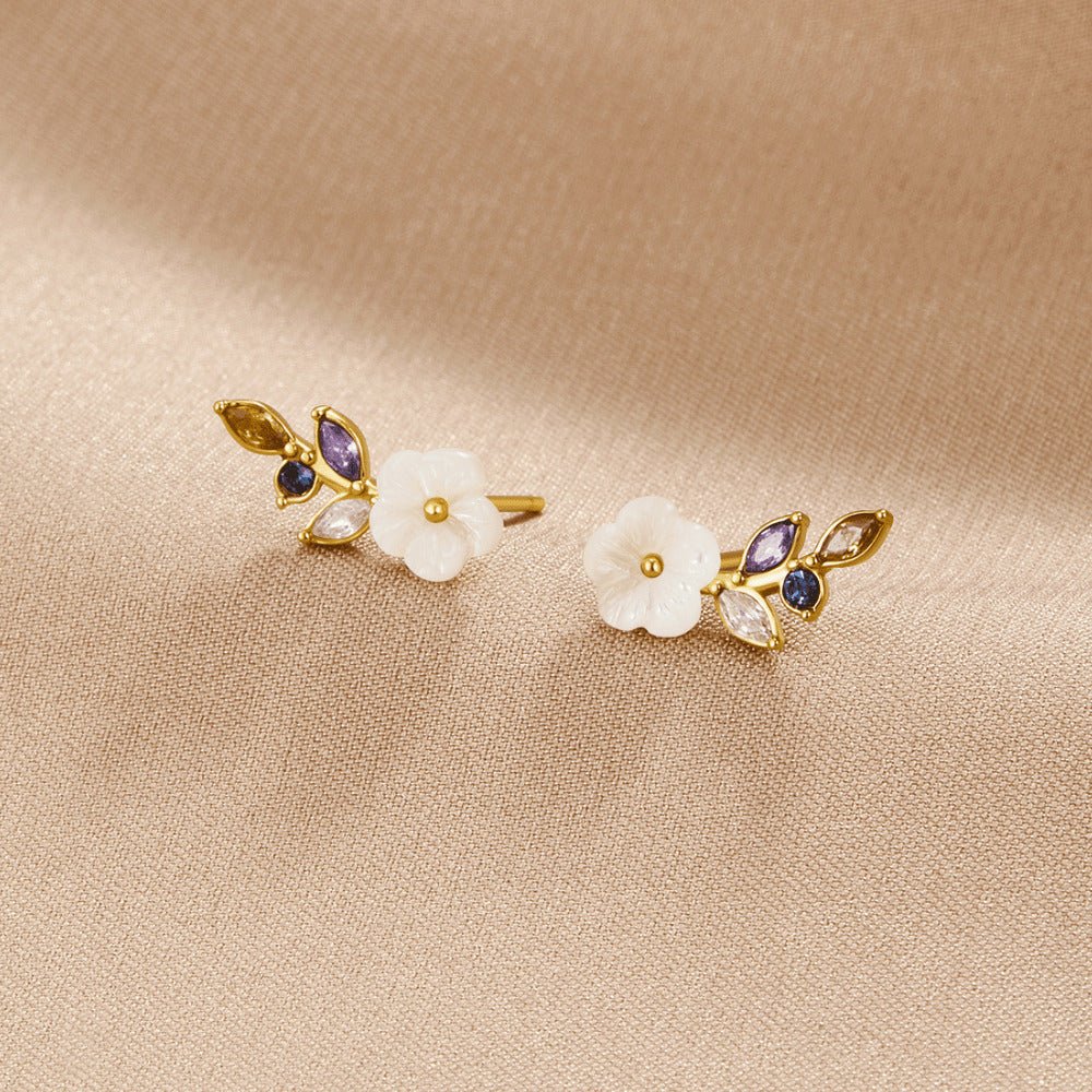 Goldene Kristall-Blumen Ohrringe 18K