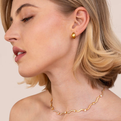 Wellen‑Kristall‑Halskette ‚Freya