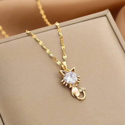 Goldene Katzencollier mit Zirkonia