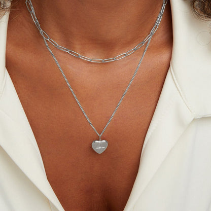 Statement-Halskette mit Herz und Büroklammer