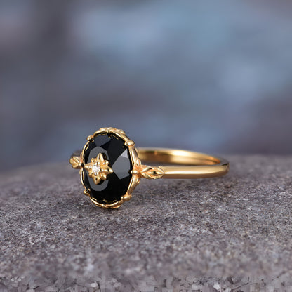 Verstellbarer Ring “Charme der Nacht“ mit Schwarzer Achat