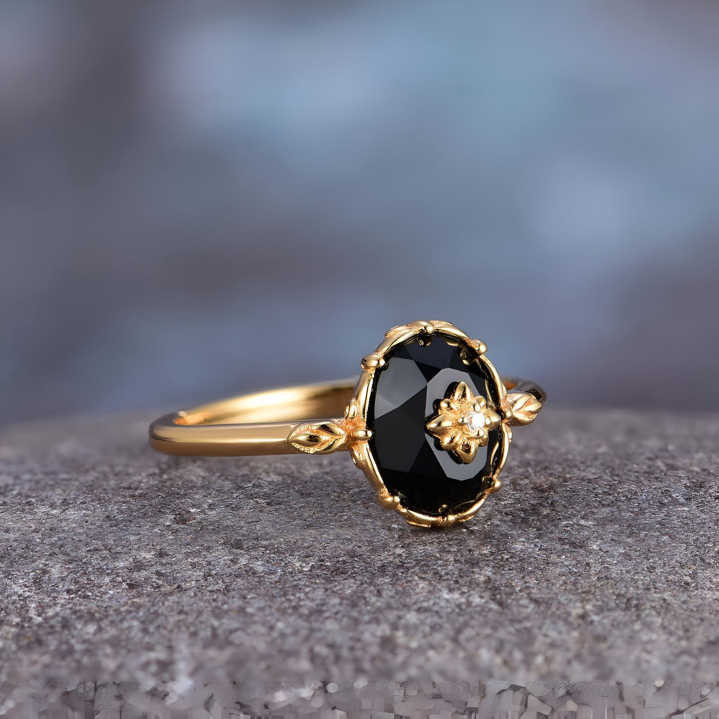 Verstellbarer Ring “Charme der Nacht“ mit Schwarzer Achat