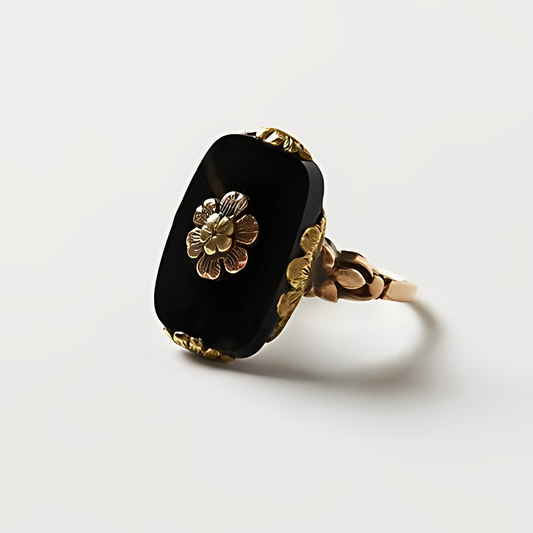 Vintage-Ring mit elegantem schwarzen Stein