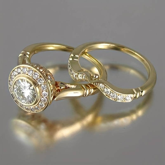 Vintage Gold- und Zirkonia-Ring-Pack
