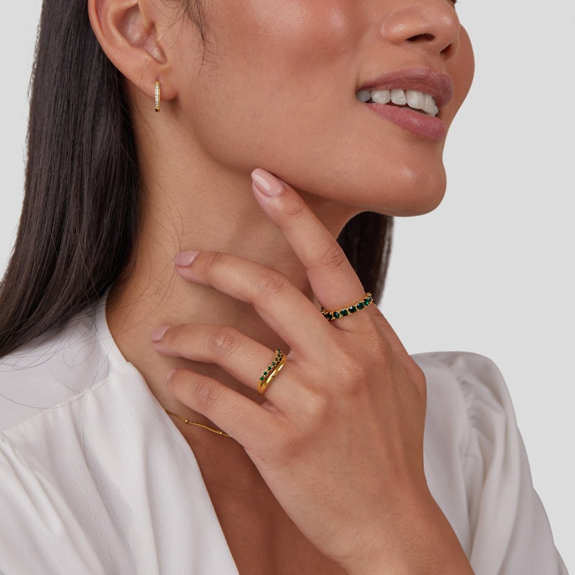 Marissa Mehrlagiger Ring mit Smaragdgrün