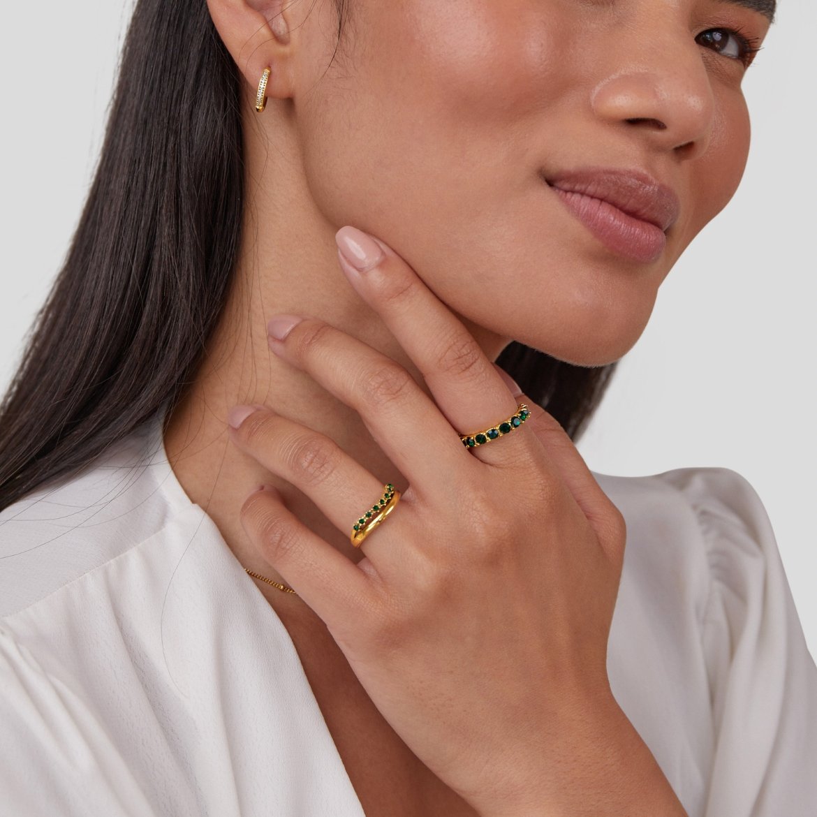 Marissa Mehrlagiger Ring mit Smaragdgrün