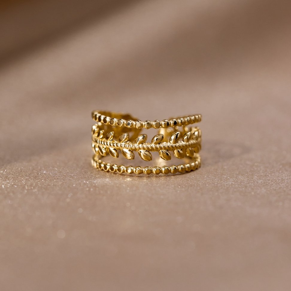 Goldene Blatt-Schicht Ring“